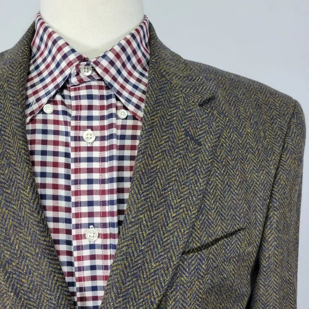 Nautica Men's Tweed Sport Coat Blazer Two Button Herringbone Wool Sz‎ 40L